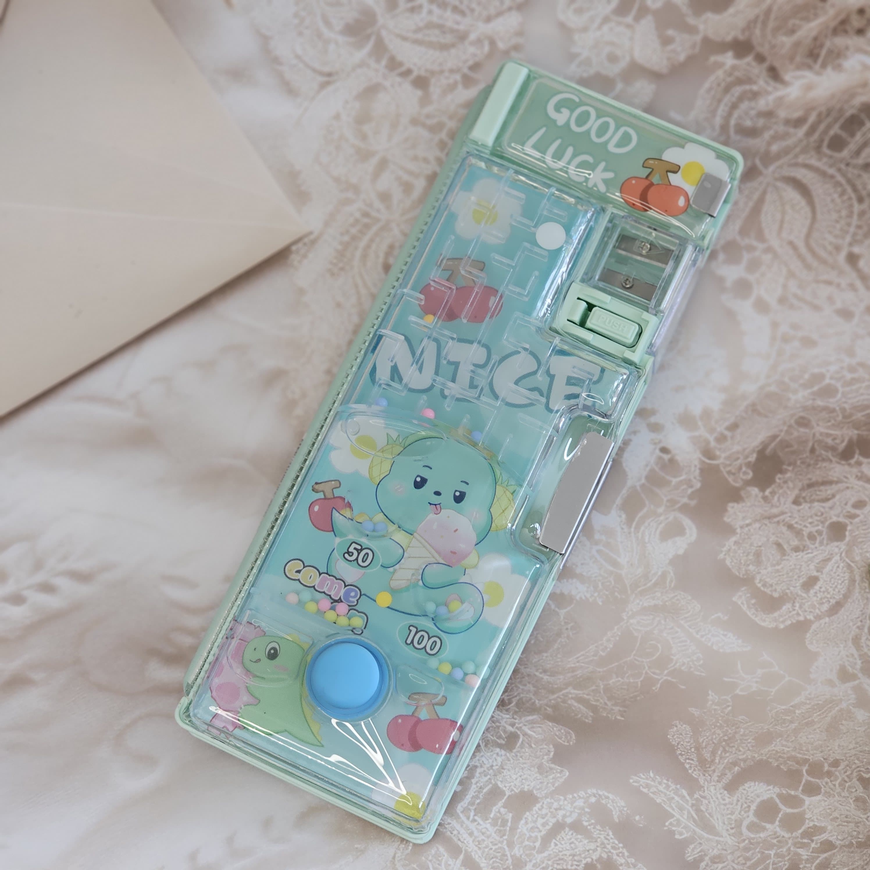 Magnetic pencil cases with sharpener and water game puzzle theme for kids, fun school supplies, shop at www.usmile.toys.